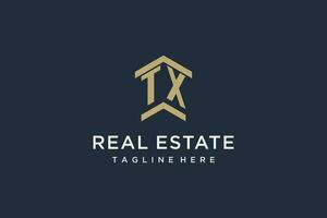 initiale tx logo pour réel biens avec Facile et Créatif maison toit icône logo conception des idées vecteur