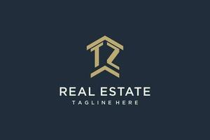 initiale tz logo pour réel biens avec Facile et Créatif maison toit icône logo conception des idées vecteur