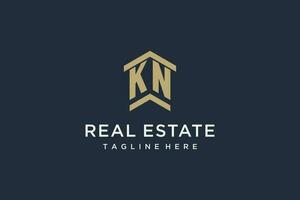 initiale kn logo pour réel biens avec Facile et Créatif maison toit icône logo conception des idées vecteur