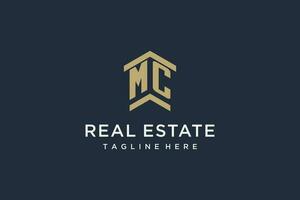initiale mc logo pour réel biens avec Facile et Créatif maison toit icône logo conception des idées vecteur