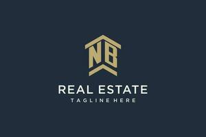 initiale nb logo pour réel biens avec Facile et Créatif maison toit icône logo conception des idées vecteur
