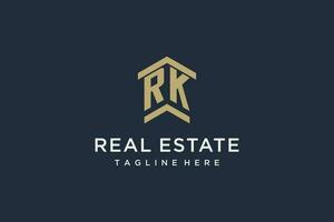 initiale rk logo pour réel biens avec Facile et Créatif maison toit icône logo conception des idées vecteur