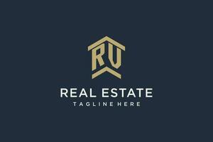initiale RV logo pour réel biens avec Facile et Créatif maison toit icône logo conception des idées vecteur
