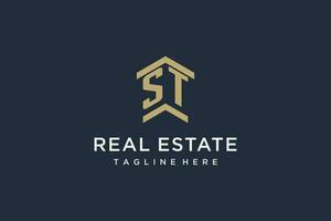 initiale st logo pour réel biens avec Facile et Créatif maison toit icône logo conception des idées vecteur