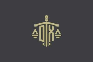 lettre bœuf logo pour loi Bureau et avocat avec Créatif échelle et épée icône conception vecteur
