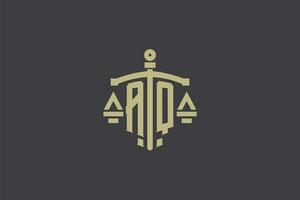 lettre aq logo pour loi Bureau et avocat avec Créatif échelle et épée icône conception vecteur
