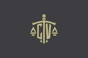 lettre CV logo pour loi Bureau et avocat avec Créatif échelle et épée icône conception vecteur