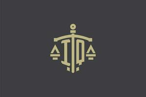 lettre iq logo pour loi Bureau et avocat avec Créatif échelle et épée icône conception vecteur