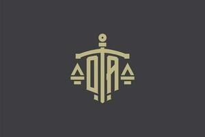 lettre oa logo pour loi Bureau et avocat avec Créatif échelle et épée icône conception vecteur
