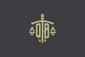 lettre qb logo pour loi Bureau et avocat avec Créatif échelle et épée icône conception vecteur