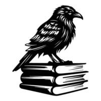 occulte la sorcellerie corbeau corbeau esprit animal, foncé corbeau est assis sur livres vecteur