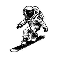 astronaute sur snowboarder dans espace, astronaute sur une surfant planche dessin animé vecteur