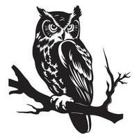 hibou silhouette, hibou mascotte logo, hibou noir et blanc animal symbole conception, oiseau icône. vecteur