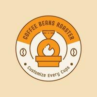 flamme sur café rôtissoire machine logo vecteur