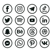 noir et blanc social médias Icônes ensemble logo vecteur illustrateur réseau