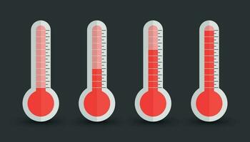 thermomètres icône avec différent les niveaux. plat vecteur illustration isolé sur noir Contexte.