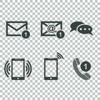 contact boutons ensemble Icônes. e-mail, enveloppe, téléphone, mobile. vecteur illustration dans plat style sur isolé Contexte.