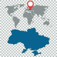 détaillé carte de Ukraine et monde carte la navigation ensemble. plat vecteur illustration.