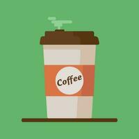café tasse icône avec texte café sur vert Contexte. plat vecteur illustration