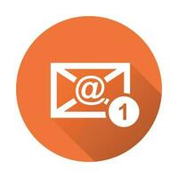 email enveloppe message. vecteur illustration dans plat style sur rond Orange Contexte.