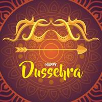 joyeux festival de dussehra, avec une décoration de flèche dorée vecteur