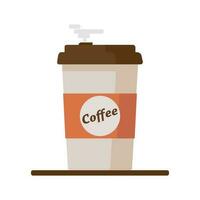 café tasse icône avec texte café sur blanc Contexte. plat vecteur illustration