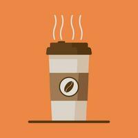 café tasse icône avec café des haricots sur Orange Contexte. plat vecteur illustration