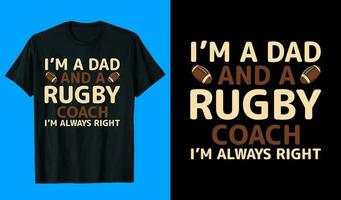 je un m une papa et une le rugby entraîneur T-shirt conception vecteur