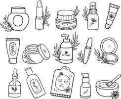 ensemble collection biologique botanique emballage cosmétique illustration vecteur