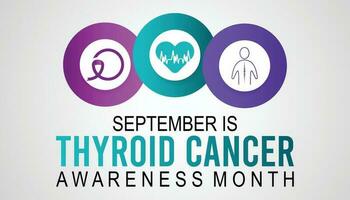 thyroïde cancer conscience mois est observé chaque année dans septembre.santé et monde cancer journée concept. médical bannière vecteur
