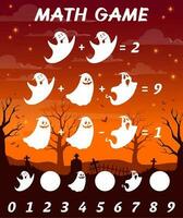 math Jeu feuille de travail avec cimetière Halloween des fantômes vecteur