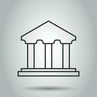 icône de bâtiment de banque dans un style plat. illustration vectorielle d'architecture gouvernementale sur fond blanc. concept d'entreprise extérieur de musée. vecteur