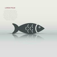icône de poisson dans un style plat. illustration vectorielle de fruits de mer sur fond blanc isolé. concept d'entreprise d'animaux marins. vecteur