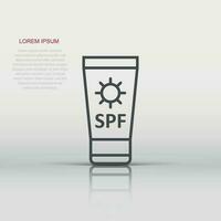icône de protection solaire dans un style plat. illustration vectorielle de crème solaire sur fond blanc isolé. concept d'entreprise de soins spf. vecteur