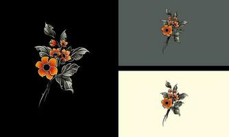 rouge fleurs vecteur mascotte plat conception