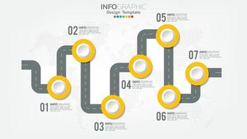 Élément de couleur d'étapes d'infographie avec flèche, diagramme graphique, concept de marketing en ligne d'entreprise. vecteur