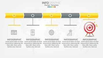 Élément de couleur d'étapes d'infographie avec flèche, diagramme graphique, concept de marketing en ligne d'entreprise. vecteur