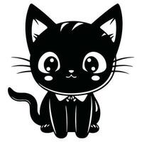 kawaii chaton silhouette logo vecteur