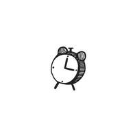 vecteur alarme horloge. esquisser contour griffonnage noir blanc illustration.