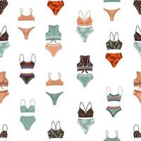 illustration vectorielle de culottes et soutiens-gorge bikini vintage et modernes formant un motif harmonieux pour le concept de vacances d'été vecteur