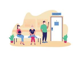 personnes en attente de vaccination concept plat vector illustration