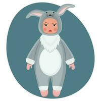 une enfant dans une fantaisie lapin costume. le concept de hiver vacances et célébrations. vecteur illustration.