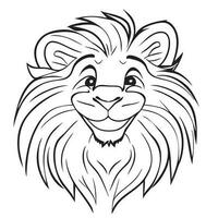 souriant tête de lion oui, vecteur illustration ligne art