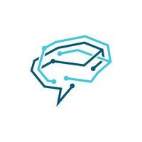 cerveau technologie logo modèle, logo conception cerveau technologie, point lien icône vecteur illustration