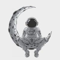 astronautes assis sur le vecteur premium de la lune