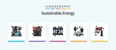 durable énergie ligne rempli 5 icône pack comprenant direction. la nature. énergie. invention. ampoule. Créatif Icônes conception vecteur