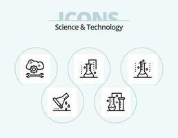 science et La technologie ligne icône pack 5 icône conception. planètes en orbite. orbite. nucléaire fission. brut information. Les données filtration vecteur