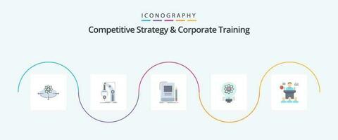 compétitif stratégie et entreprise formation plat 5 icône pack comprenant lumière. idée. mécanisme. école. éducation vecteur