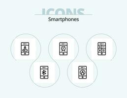 les smartphones ligne icône pack 5 icône conception. webcam. téléphone intelligent. message. communications. panneaux vecteur