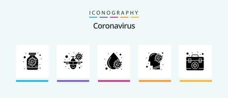 coronavirus glyphe 5 icône pack comprenant cerveau. maladie. virus. grippe. plaquettes. Créatif Icônes conception vecteur